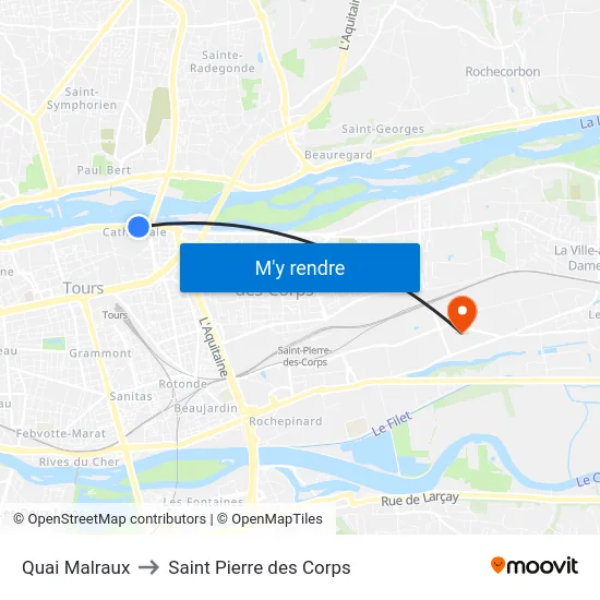Quai Malraux to Saint Pierre des Corps map