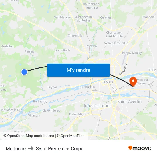 Merluche to Saint Pierre des Corps map