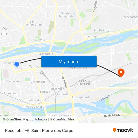 Récollets to Saint Pierre des Corps map