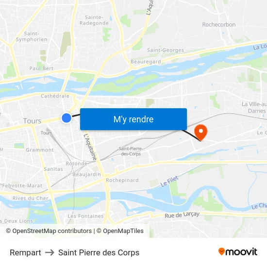 Rempart to Saint Pierre des Corps map