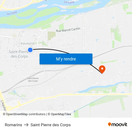 Romarins to Saint Pierre des Corps map