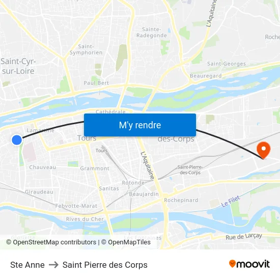 Ste Anne to Saint Pierre des Corps map