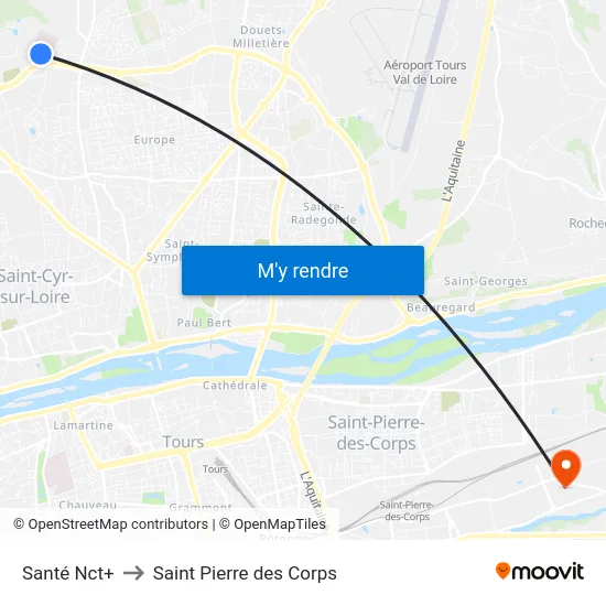 Santé Nct+ to Saint Pierre des Corps map