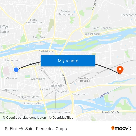 St Eloi to Saint Pierre des Corps map