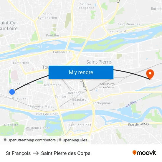 St François to Saint Pierre des Corps map