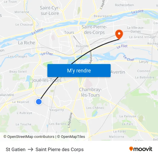 St Gatien to Saint Pierre des Corps map