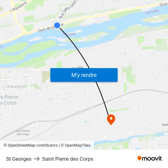 St Georges to Saint Pierre des Corps map