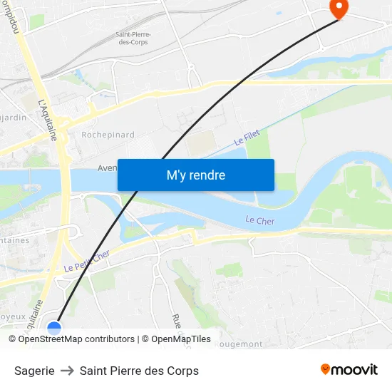 Sagerie to Saint Pierre des Corps map