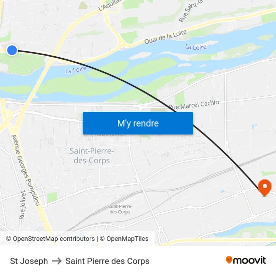 St Joseph to Saint Pierre des Corps map