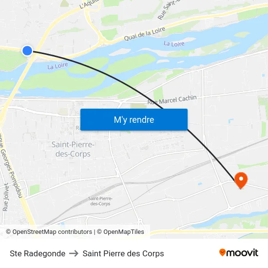 Ste Radegonde to Saint Pierre des Corps map
