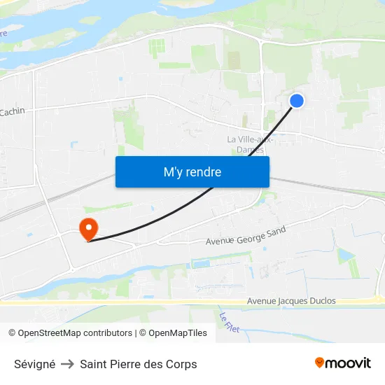 Sévigné to Saint Pierre des Corps map