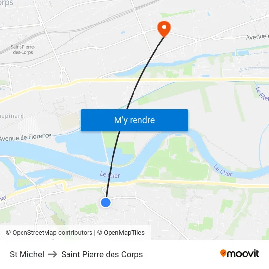 St Michel to Saint Pierre des Corps map