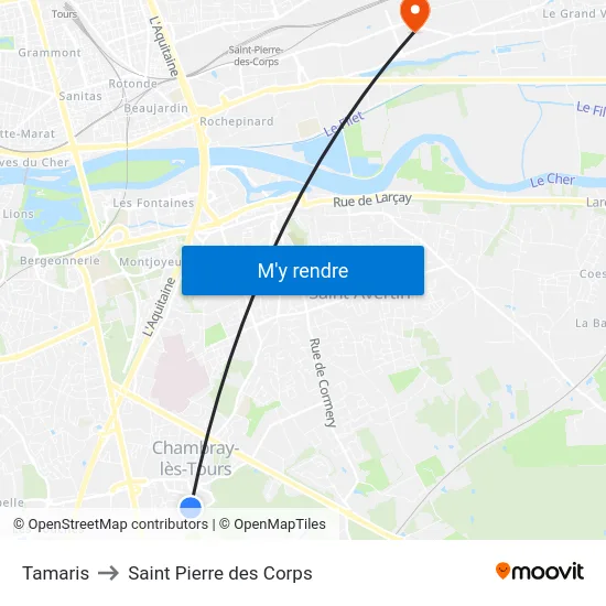 Tamaris to Saint Pierre des Corps map