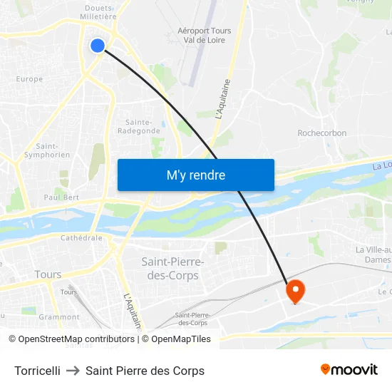 Torricelli to Saint Pierre des Corps map