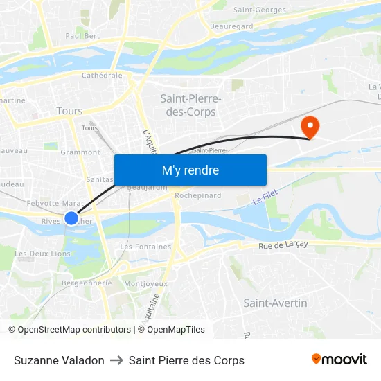 Suzanne Valadon to Saint Pierre des Corps map