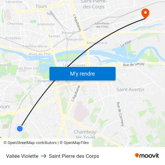 Vallée Violette to Saint Pierre des Corps map