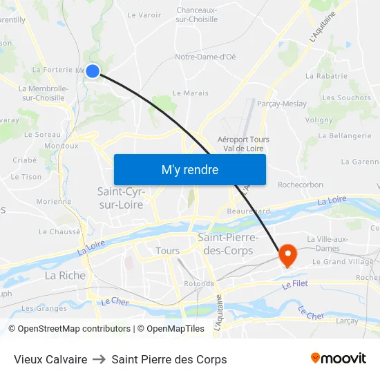 Vieux Calvaire to Saint Pierre des Corps map