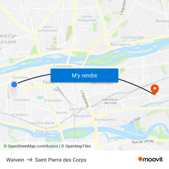 Walvein to Saint Pierre des Corps map