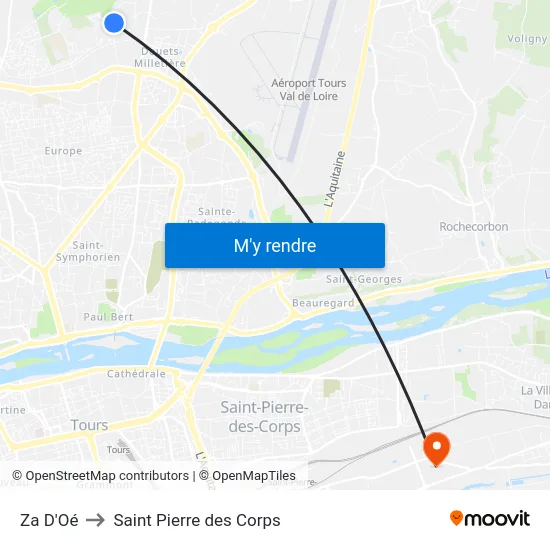 Za D'Oé to Saint Pierre des Corps map