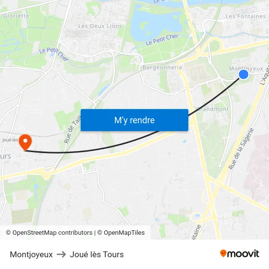 Montjoyeux to Joué lès Tours map