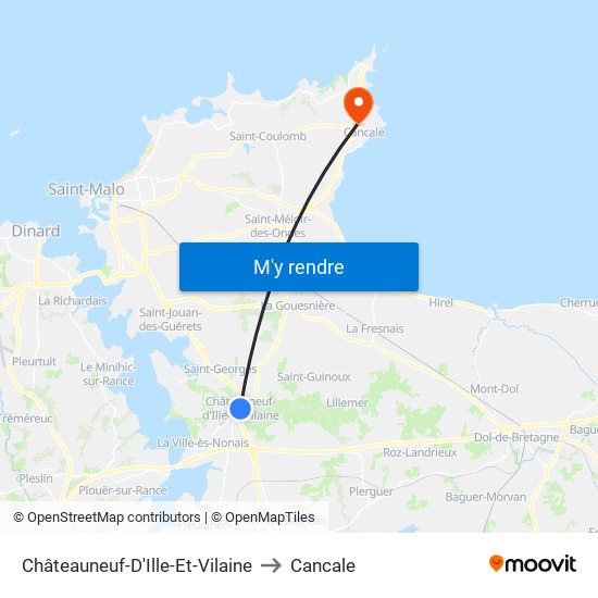 Châteauneuf-D'Ille-Et-Vilaine to Cancale map