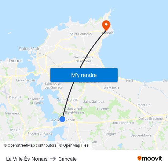 La Ville-Ès-Nonais to Cancale map