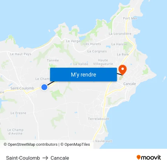 Saint-Coulomb to Cancale map