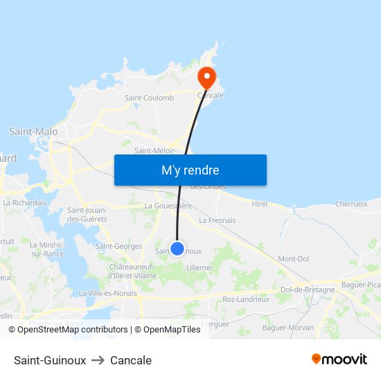 Saint-Guinoux to Cancale map