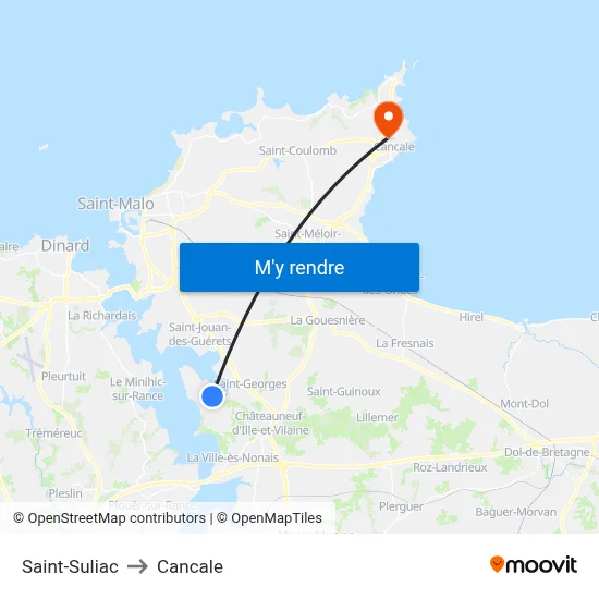 Saint-Suliac to Cancale map