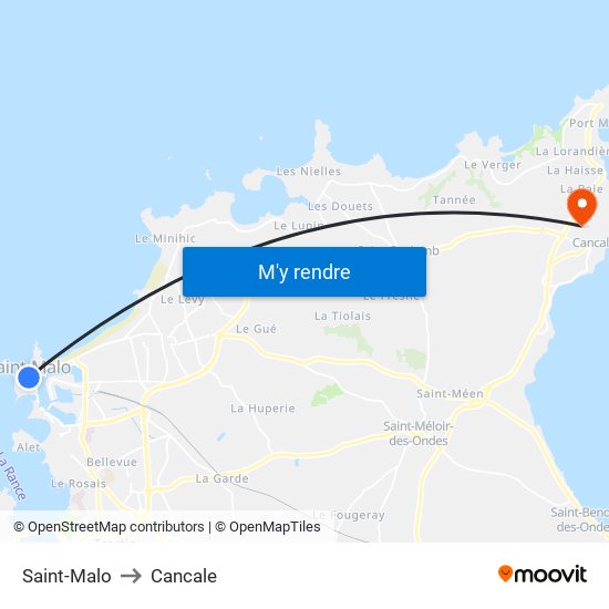 Saint-Malo to Cancale map