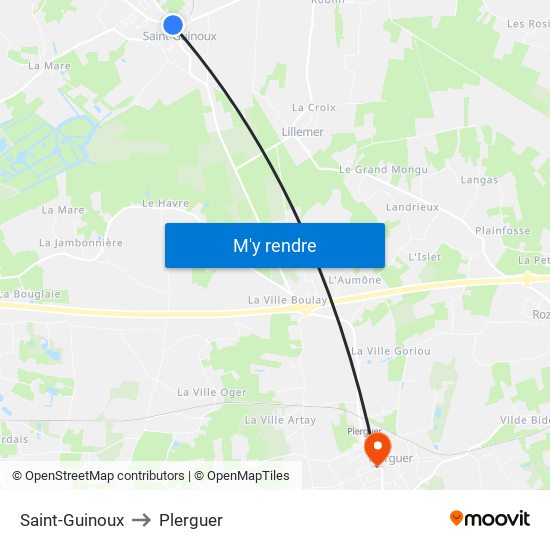 Saint-Guinoux to Plerguer map