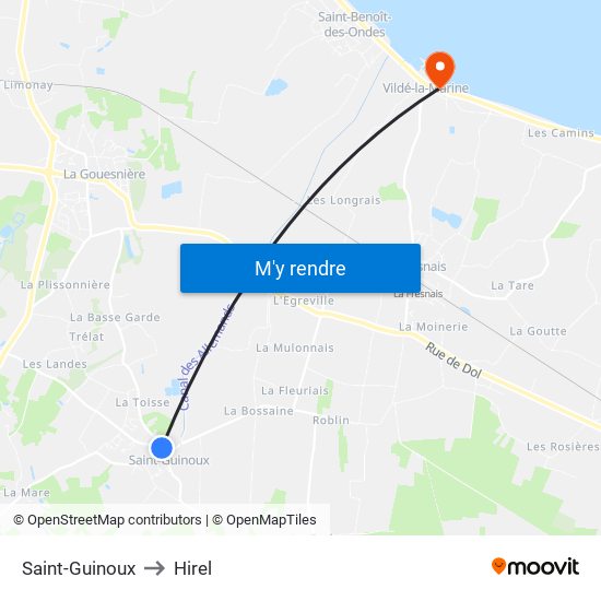 Saint-Guinoux to Hirel map