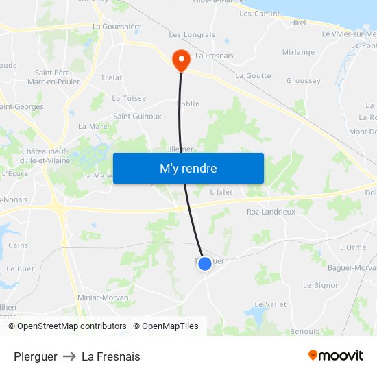 Plerguer to La Fresnais map