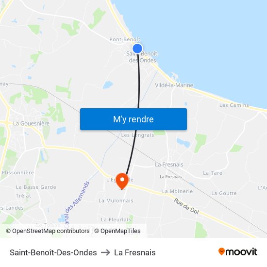 Saint-Benoît-Des-Ondes to La Fresnais map