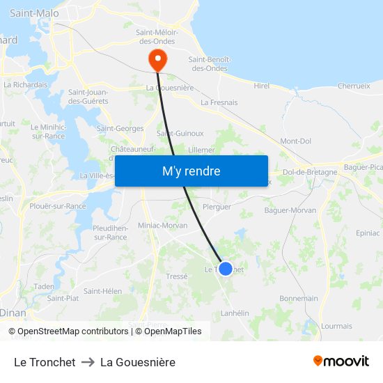 Le Tronchet to La Gouesnière map