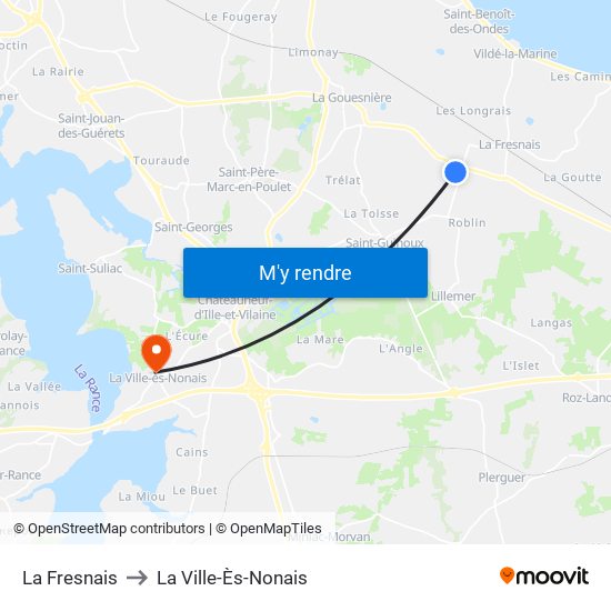 La Fresnais to La Ville-Ès-Nonais map