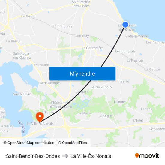 Saint-Benoît-Des-Ondes to La Ville-Ès-Nonais map