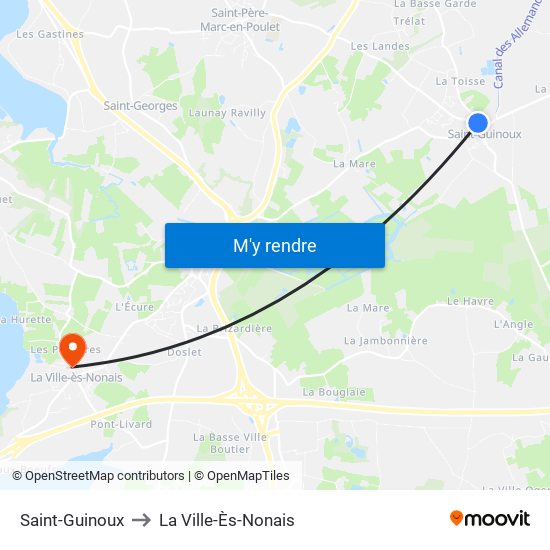 Saint-Guinoux to La Ville-Ès-Nonais map