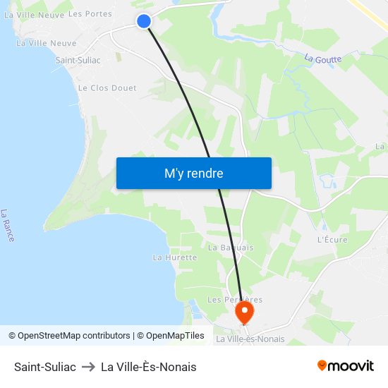 Saint-Suliac to La Ville-Ès-Nonais map