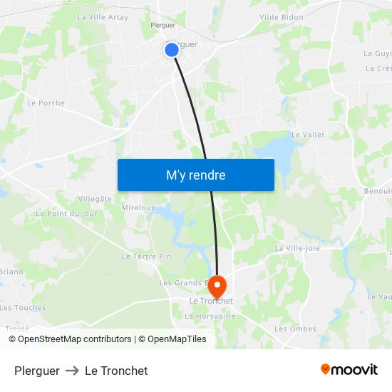 Plerguer to Le Tronchet map