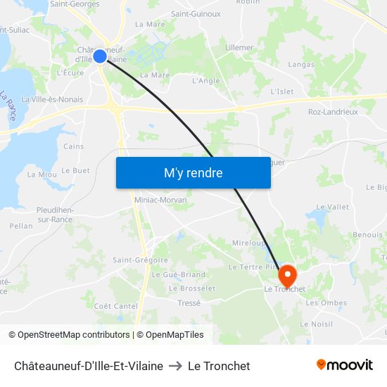 Châteauneuf-D'Ille-Et-Vilaine to Le Tronchet map