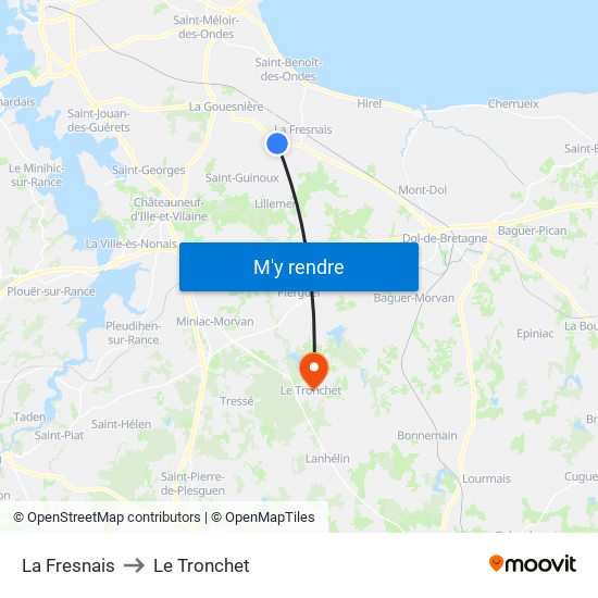 La Fresnais to Le Tronchet map