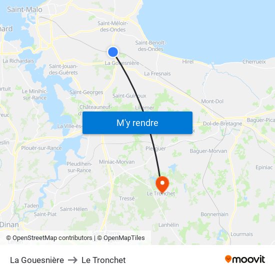 La Gouesnière to Le Tronchet map