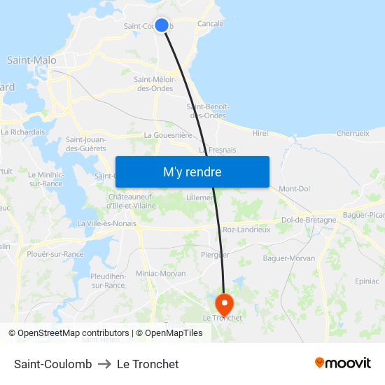 Saint-Coulomb to Le Tronchet map