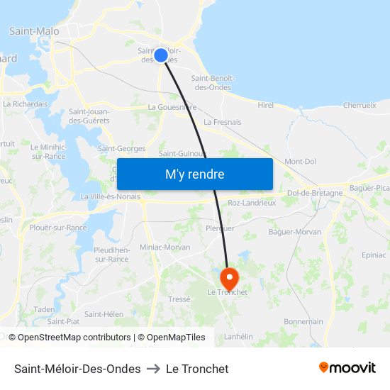 Saint-Méloir-Des-Ondes to Le Tronchet map