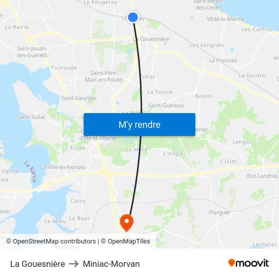 La Gouesnière to Miniac-Morvan map
