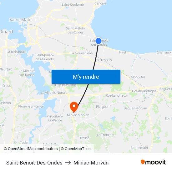 Saint-Benoît-Des-Ondes to Miniac-Morvan map