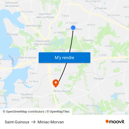 Saint-Guinoux to Miniac-Morvan map