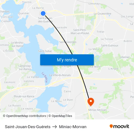 Saint-Jouan-Des-Guérets to Miniac-Morvan map