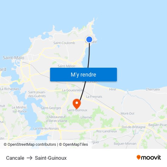 Cancale to Saint-Guinoux map
